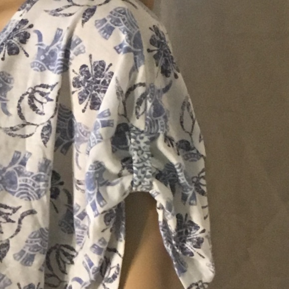 NWT PINK K Women's size 1X white w/blue elephants - Picture 7 of 8